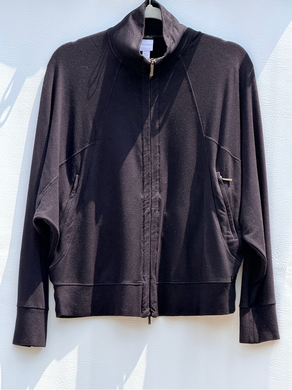 Max Mara Leisure Black Fleece Full Zip Jacket Zip Pockets Women’s M